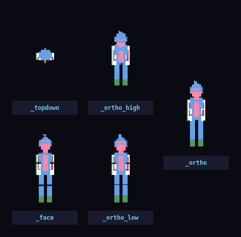 CHROME DISTRICT character rotating through five camera views